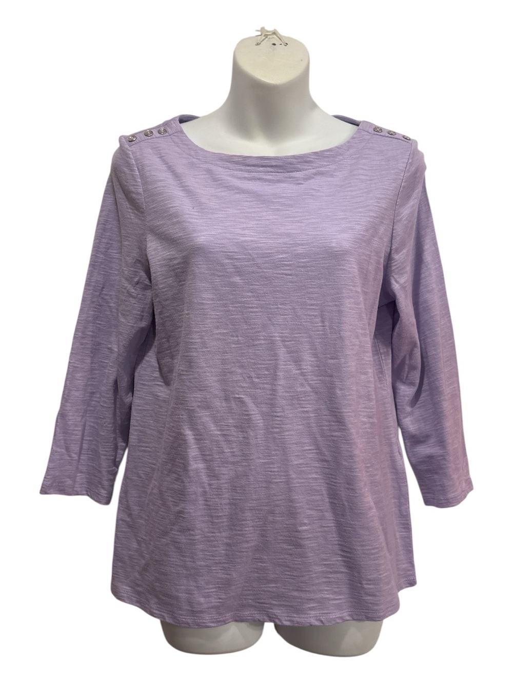 Chico's Light Lavender Boatneck Top with Shoulder Buttons size small or Chico 0
